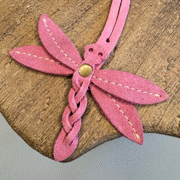 Portland Leather Dragonfly Charm PINK SUEDE FAST SHIP Bag Purse Charm NEW! - Picture 5 of 6